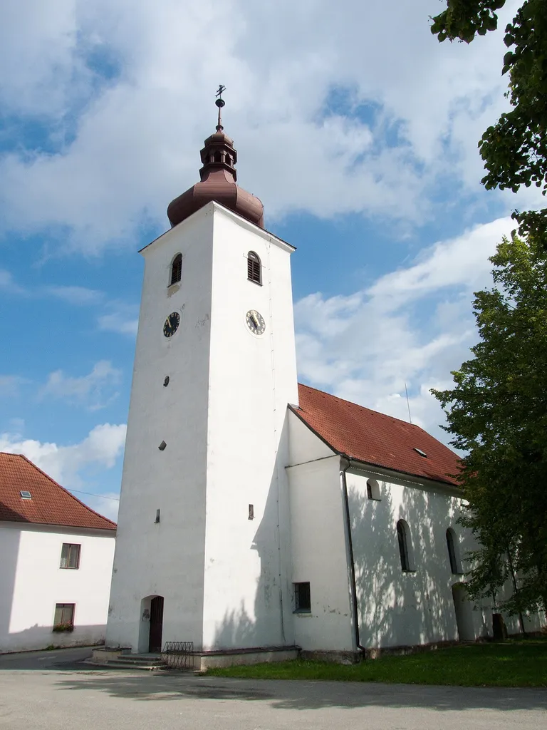 Saint Adalbert of Prague Church in the village of Ratibořské Hory, Tábor District, Czech Republic as seen from the south