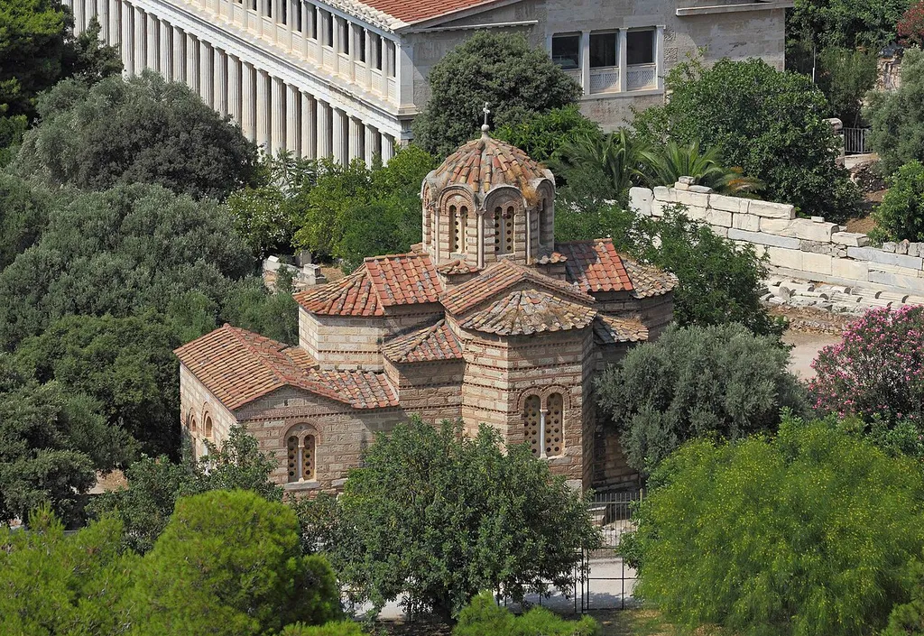 View of Athens (Attica, Greece) from Acropolis hill – Church of the Holy Apostles