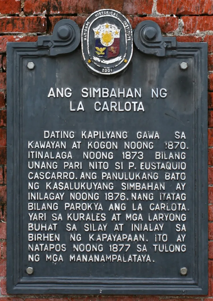 Nuestra Señora de la Paz Chiesa di La Carlota, Negros Occ., Filippine placca
