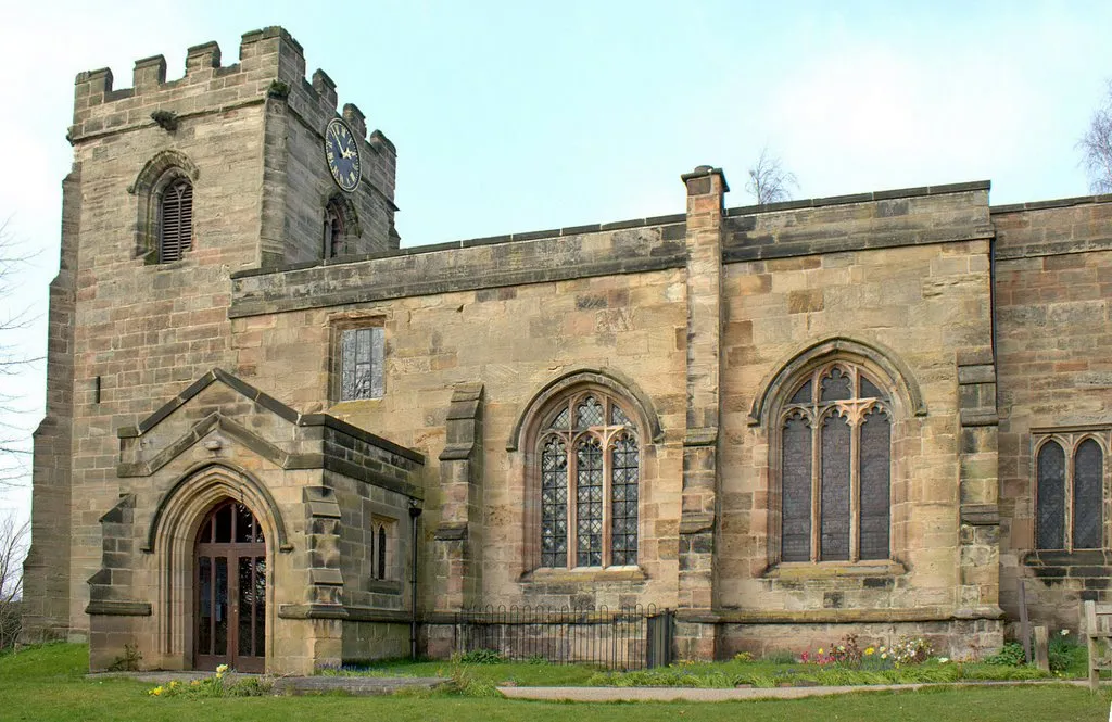 Nave and west tower of St Helen's parish church, Etwall, Derbyshire, seen from the south