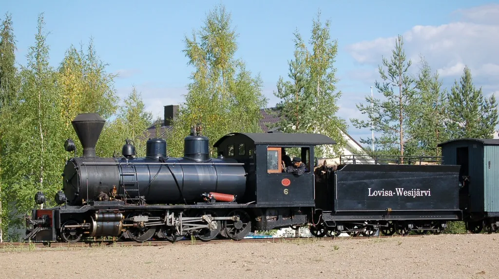 Lovisa-Wesijärvi Railway (LWR) 2-8-0 steam locomotive number 6 (built in 1909) in running order on Jokioinen Museum Railway, Finland.