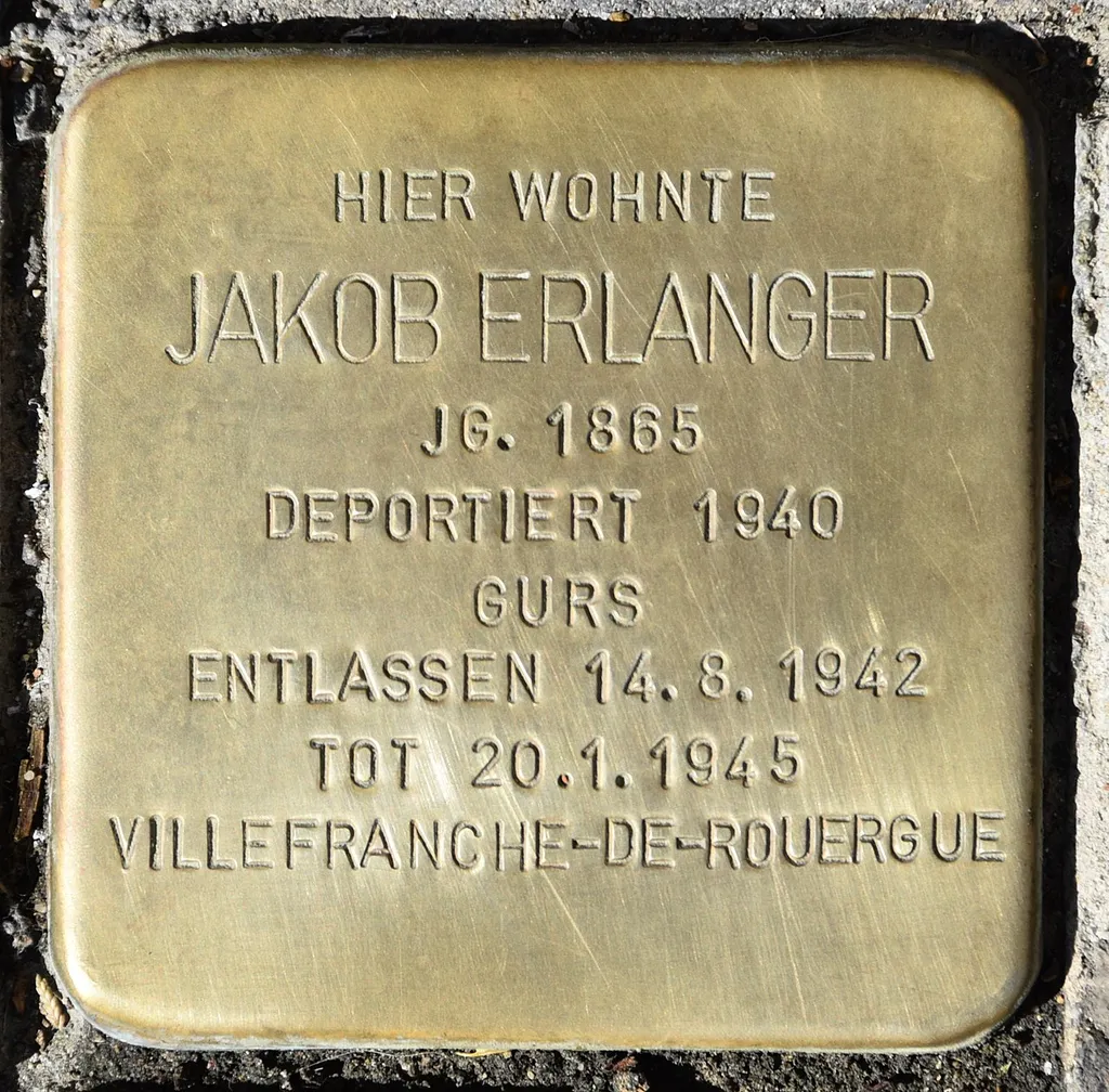 Stolperstein dedicated to Jakob Erlanger