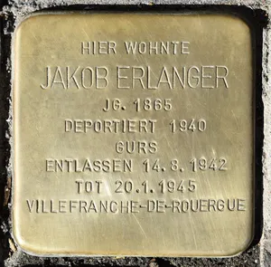 Stolperstein dedicated to Jakob Erlanger