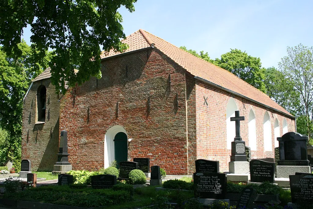 Historic church in Oldendorp, district of Leer, East Frisia, Germany