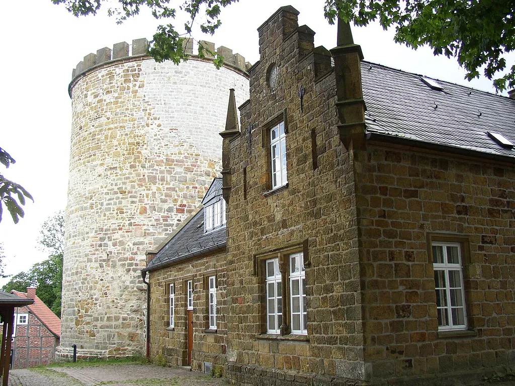 stronghold Ravensberg, fortified tower and forester's lodge, Borgholzhausen, county of Gütersloh, Germany