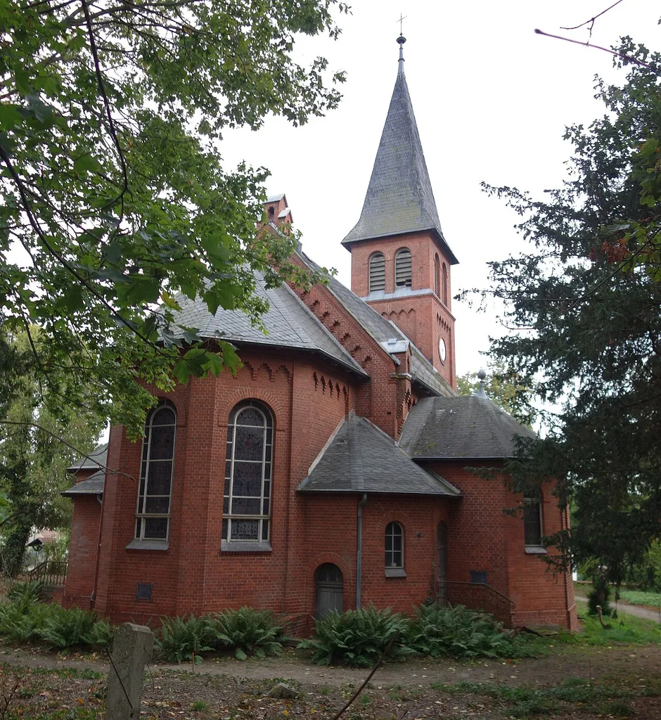 North-north-western view of the church in Marquardt , Potsdam municipality , Brandenburg state, Germany.