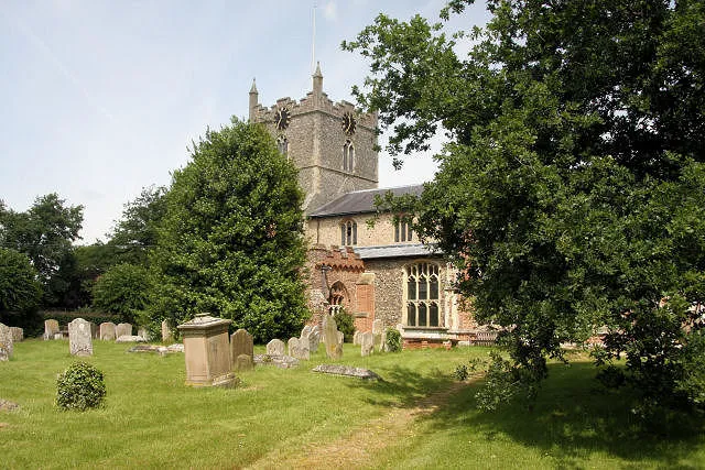 Church of St Mary in Bures St Mary, Suffolk, England. A Grade I listed medieval church.