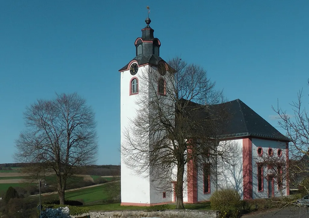 Protestant church Kleinich (Gernamy, Rhineland-Palatinate, Hunsrück) from the west.