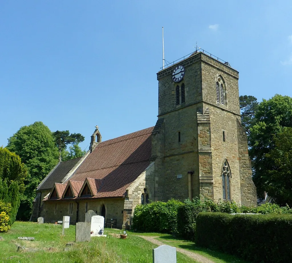St Mary Magdalene parish church, Horsham Road, South Holmwood, Surrey, seen from the northwest