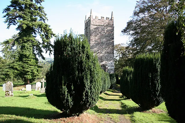 St Mary's parish church, Stockleigh, Devon, seen from the west. The Medieval dedication is unknown; the church has been St Mary's since 1754.