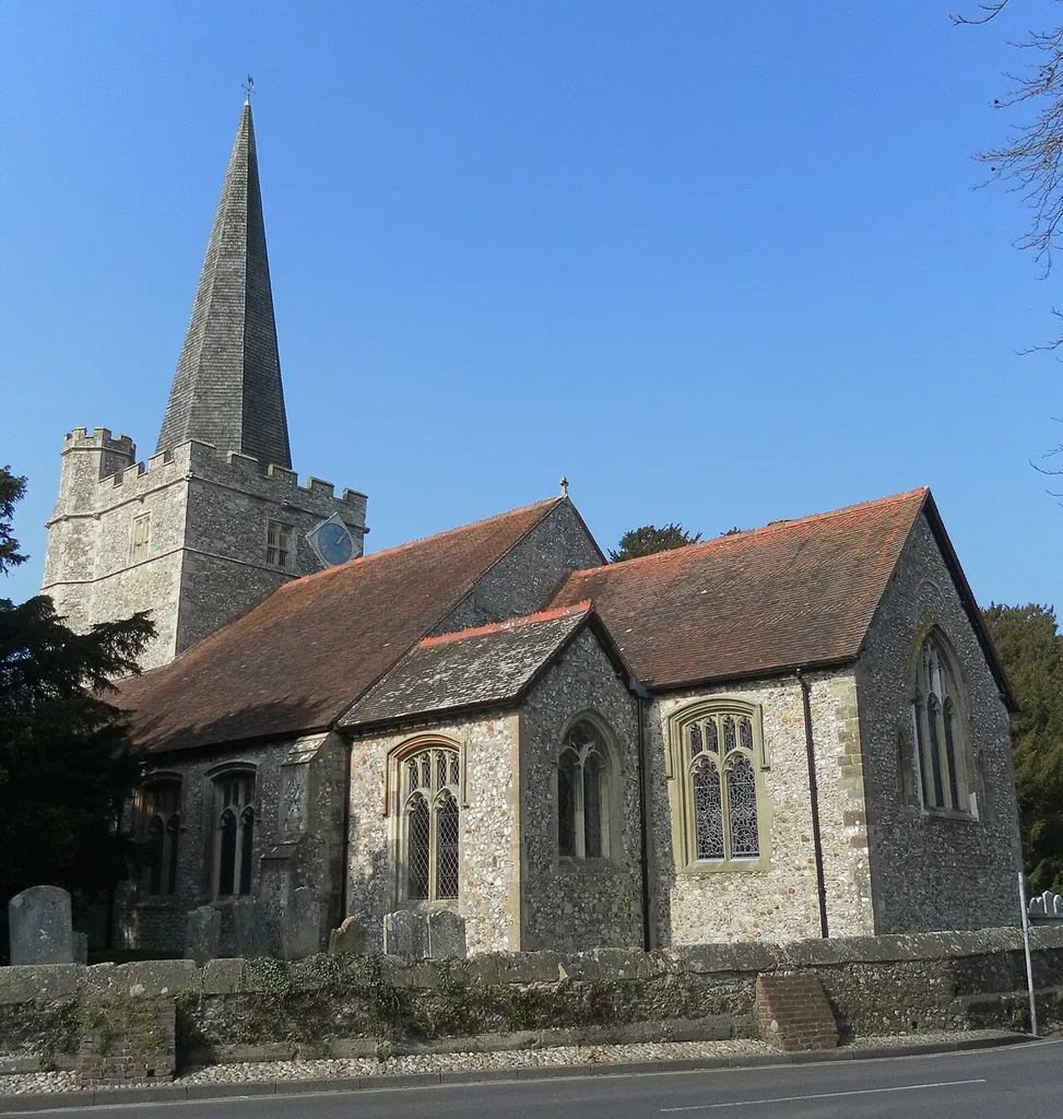 St John the Baptist's Church, The Grove, Westbourne, District of Chichester, West Sussex, England. The Anglican parish church of Westbourne. Listed at Grade I by English Heritage (NHLE Code 1026167)