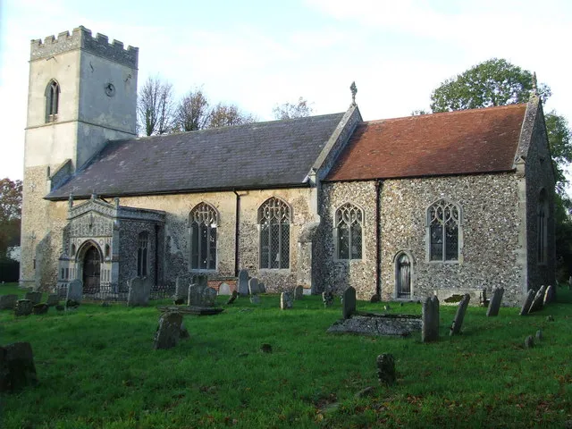 Church of St Bartholomew in Finningham, Suffolk, England. A Grade I listed medieval church.