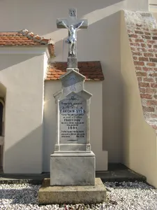 Wayside cross in Brno-Žebětín near the church