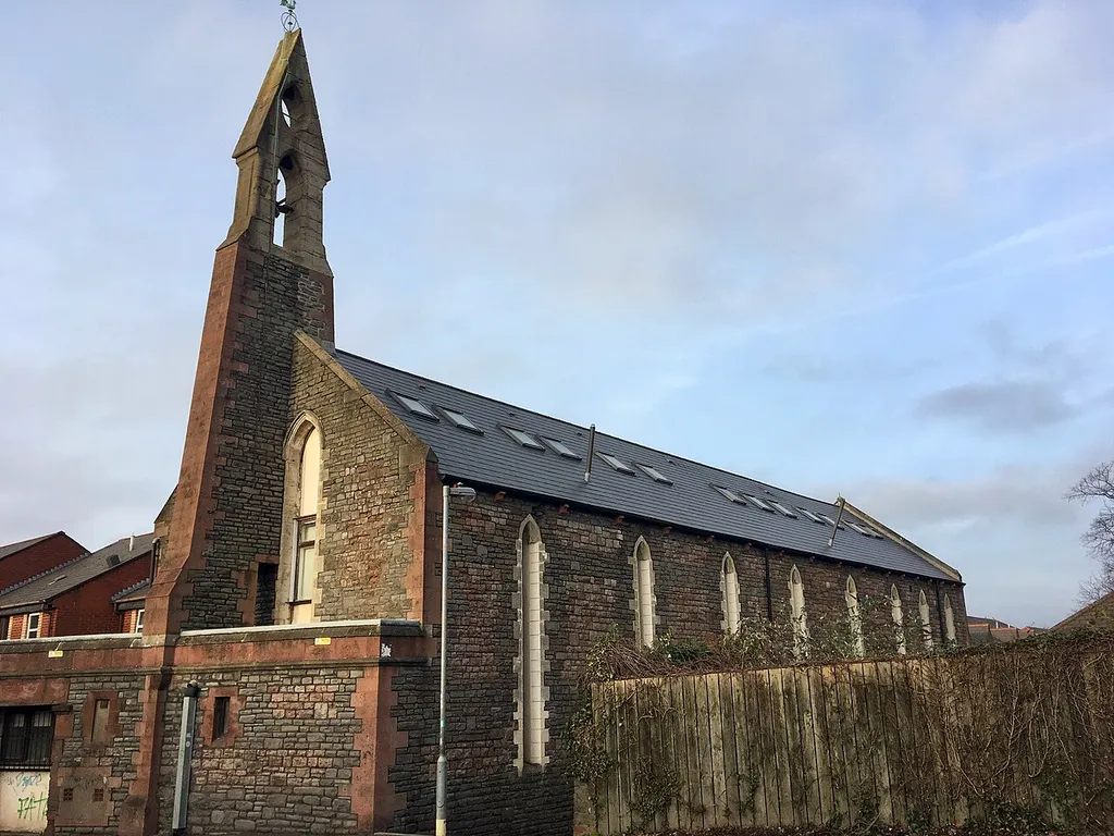 Former All Saints Church, Windsor Road and Adamsdown Square, Adamsdown, January 2021