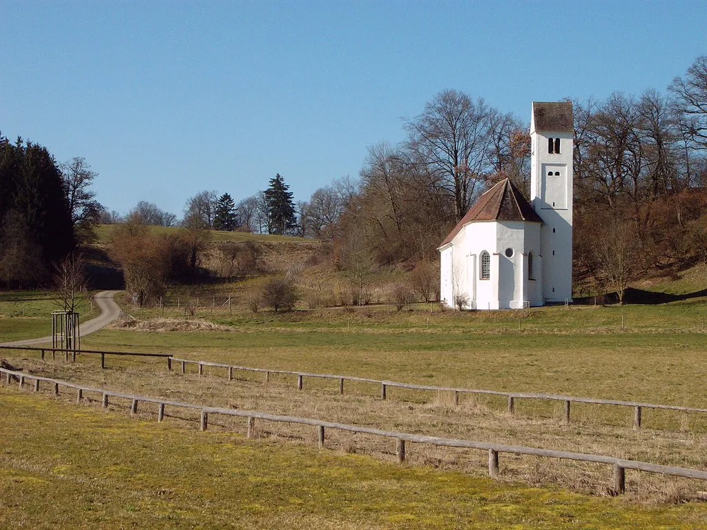 Denklingen, exterior view of St Stephen's Subsidiary Church (Osteraufkirche) facing south-west.