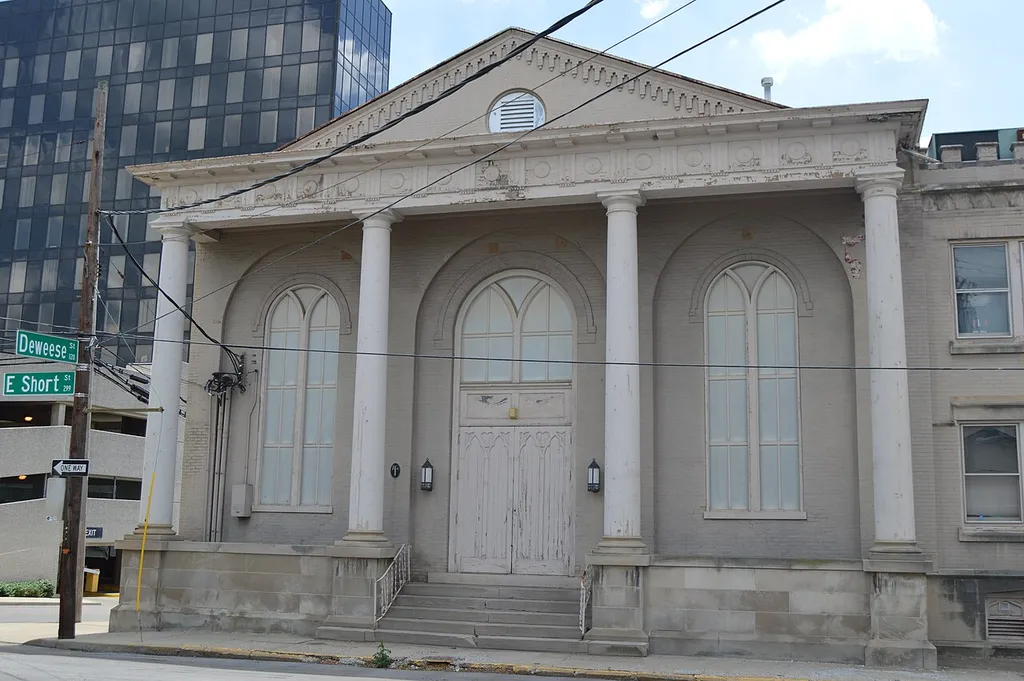 Front of the former First African Baptist Church (now the childcare center for the nearby Central Christian Church), located at 264-272 E. Short Street in Lexington, Kentucky, United States. Built in 1850, it is listed on the National Register of Historic Places.