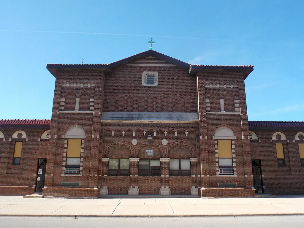 The original Cathedral of St. Raymond Nonnatus in Joliet, Illinois is now part of the parish school.