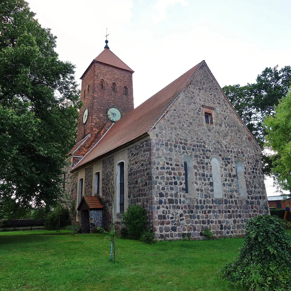 South-eastern view of church in Storkow, Templin municipality, Uckermark district, Brandenburg state, Germany