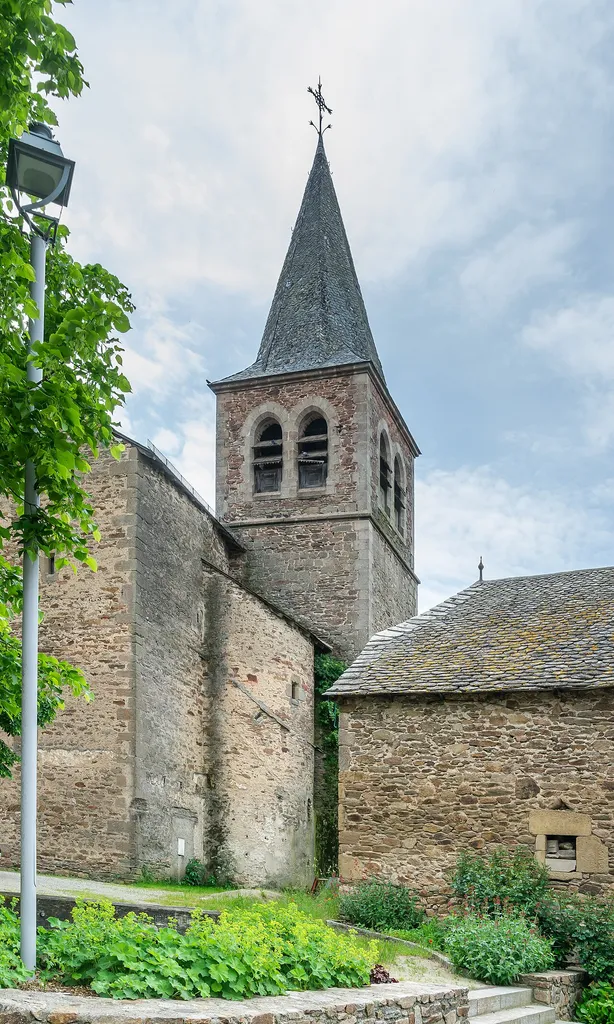 Bell tower of the church in La Capelle Saint-Martin, commune of Luc-la-Primaube, Aveyron, France