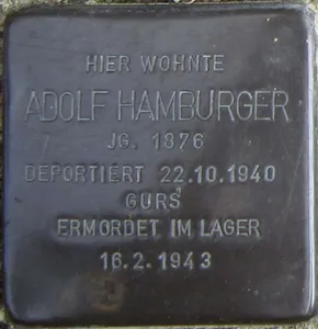 Stolperstein dedicated to Adolf Hamburger