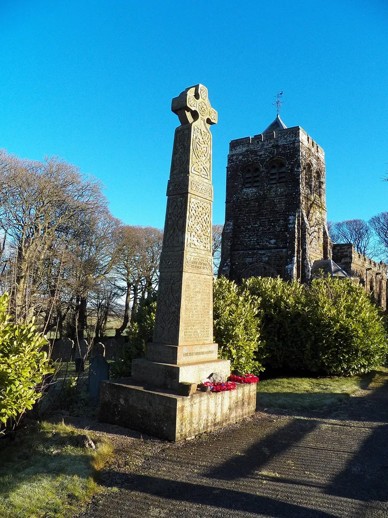 View of Arlecdon church and war memorial, Arlecdon, Cumbria