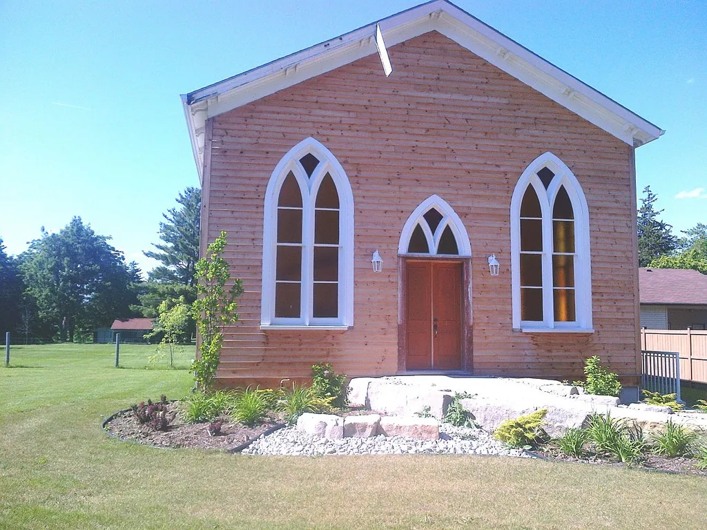 Norwich Gore United Church, Norwich Ontario Canada. The building was moved in 2011 to this site from the original location at the corner of Norfolk and Baseline.