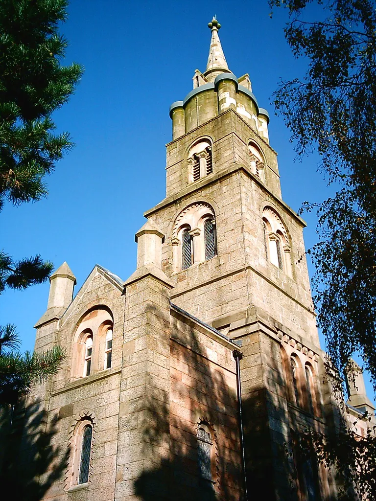 South tower and spire of the former parish church of St Mary, St Mary's Street, Preston, Lancashire, seen from the southwest
