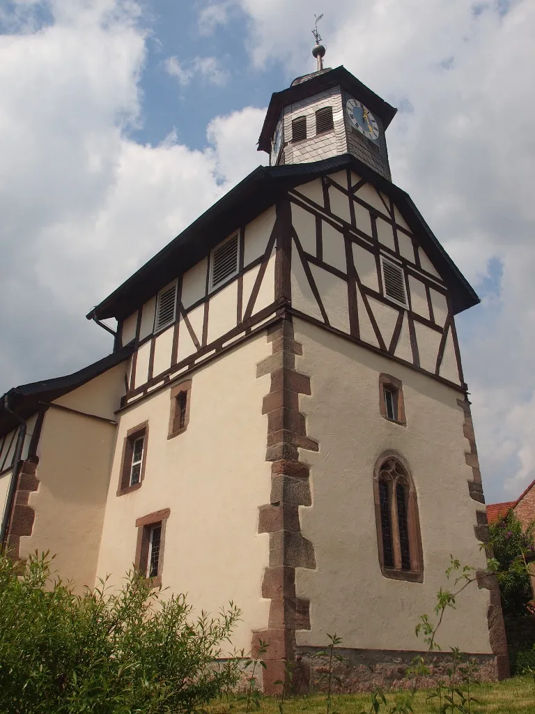 Spire in Schenklengsfeld-Erdmannrode. Built in 1573 and heightened with a timber frame construction in 1794.