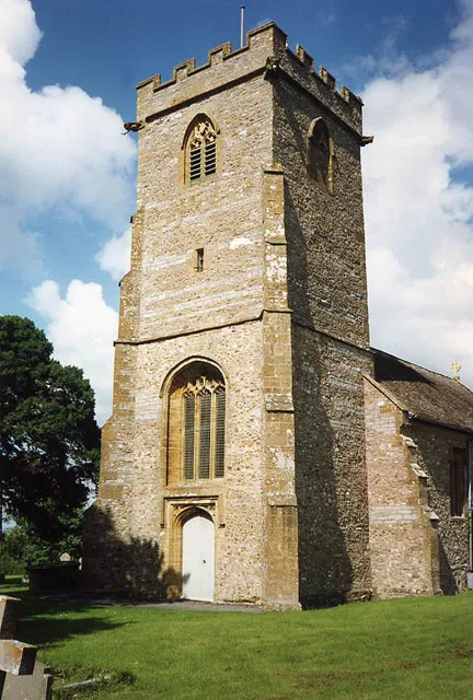 West tower of the parish church of the Blesséd Virgin Mary, Ashill, Somerset, seen from the southwest
