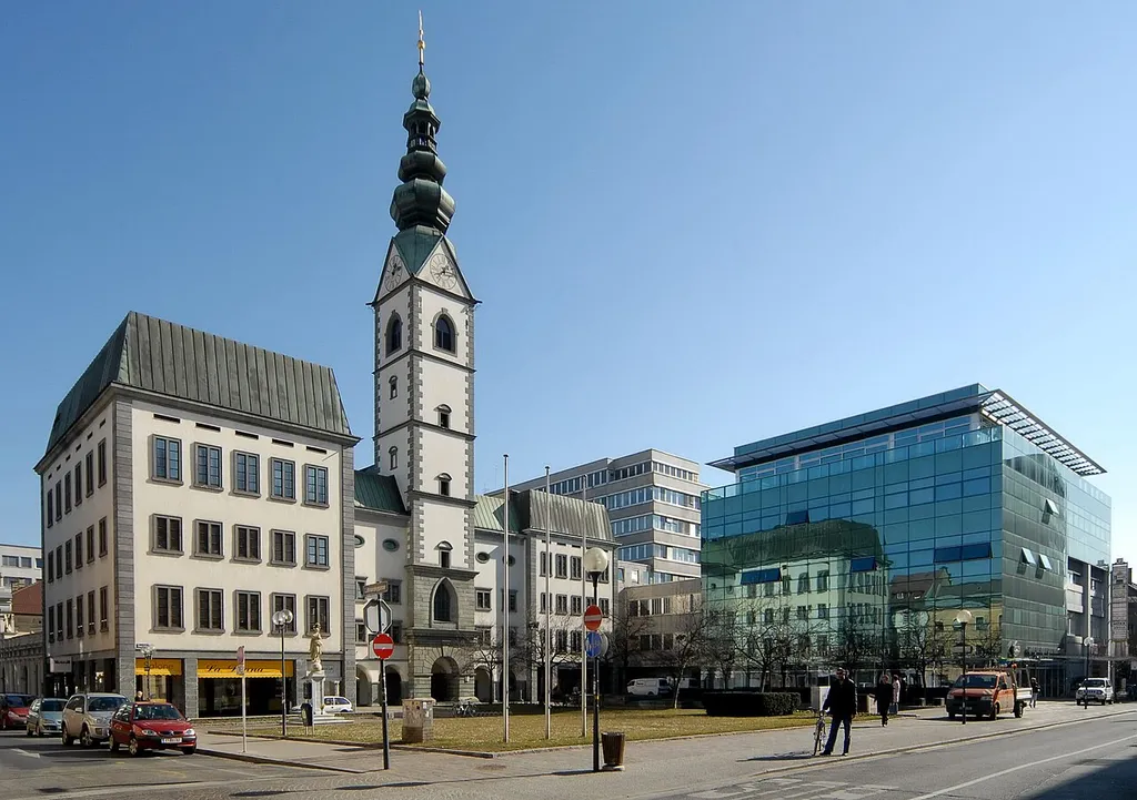 Cathedral square (Domplatz) with Cathedral and city parish church Saints Peter and Paul, inner city of Klagenfurt, Carinthia, Austria, EU