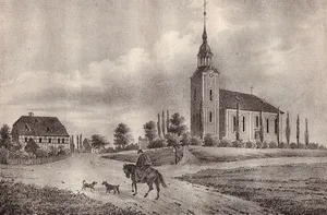 Kirche mit Kriegerdenkmal sowie sechs Linden (Gartendenkmale) vor der Kirche Hintere Dorfstraße -