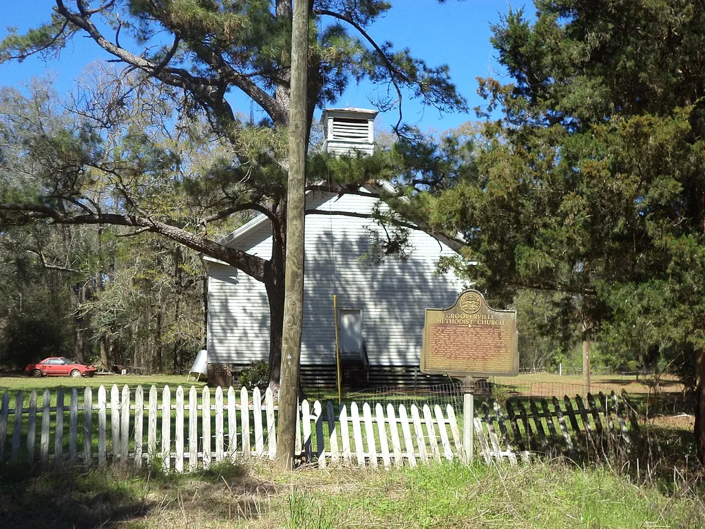 Grooverville Methodist Church and Historical Marker, Beasley Rd., Grooverville, Brooks County, Georgia