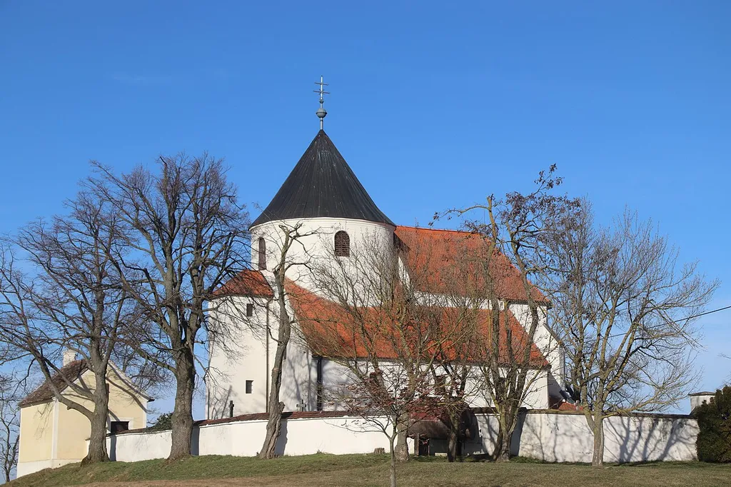 Overview of Church of Saint Barbara in 2023 in Častohostice, Třebíč District.
