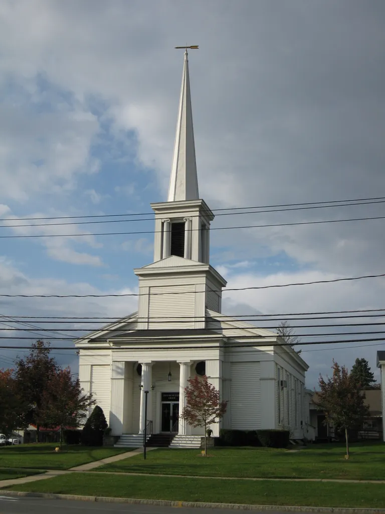 A view from New York State Route 174 of the w:First Presbyterian Church of Marcellus in Marcellus, New York. This is the current structure built in 1860.
