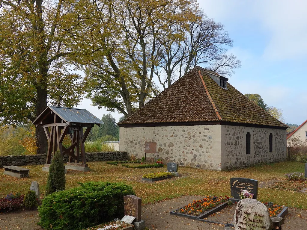 Eastern view of of church in Metzelthin, Templin municipality, Uckermark district, Brandenburg state, Germany
