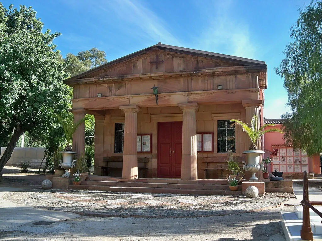 View of Saint George's Anglican Church at the English Cemetery in Málaga.