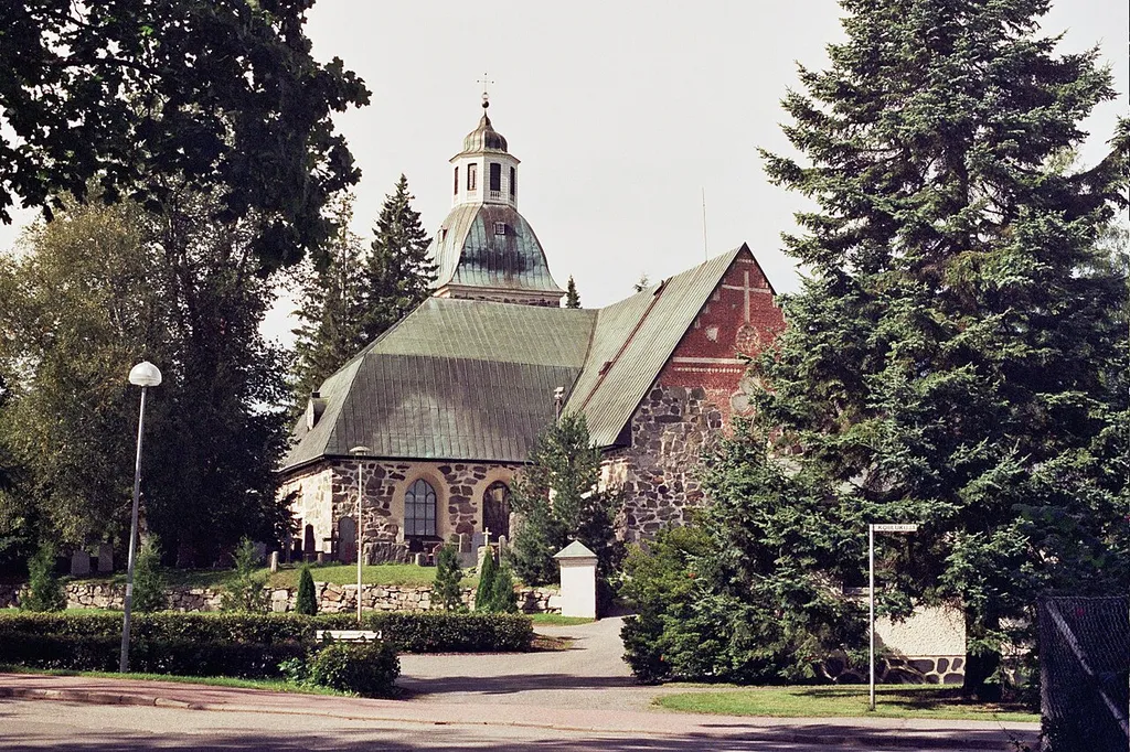 The church in Lauttakylä, Huittinen, Finland. The oldest part of the building was probably built in around 1495.
