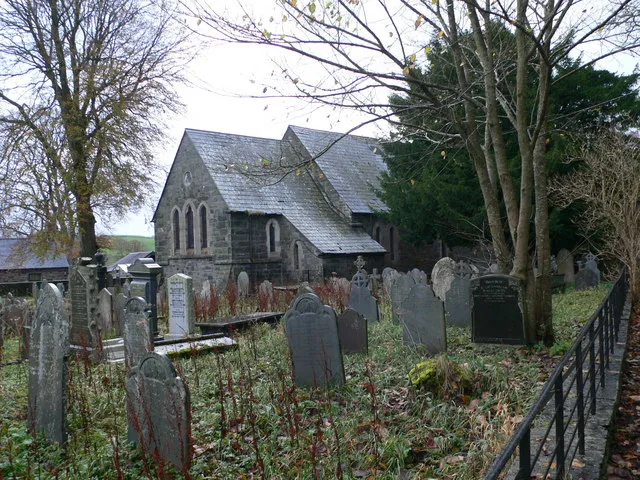Graveyard, Pentrefoelas The graveyard of Pentrefoelas church, located at the northern end of the village. The church is a Victorian building built to replace a church of 1760.