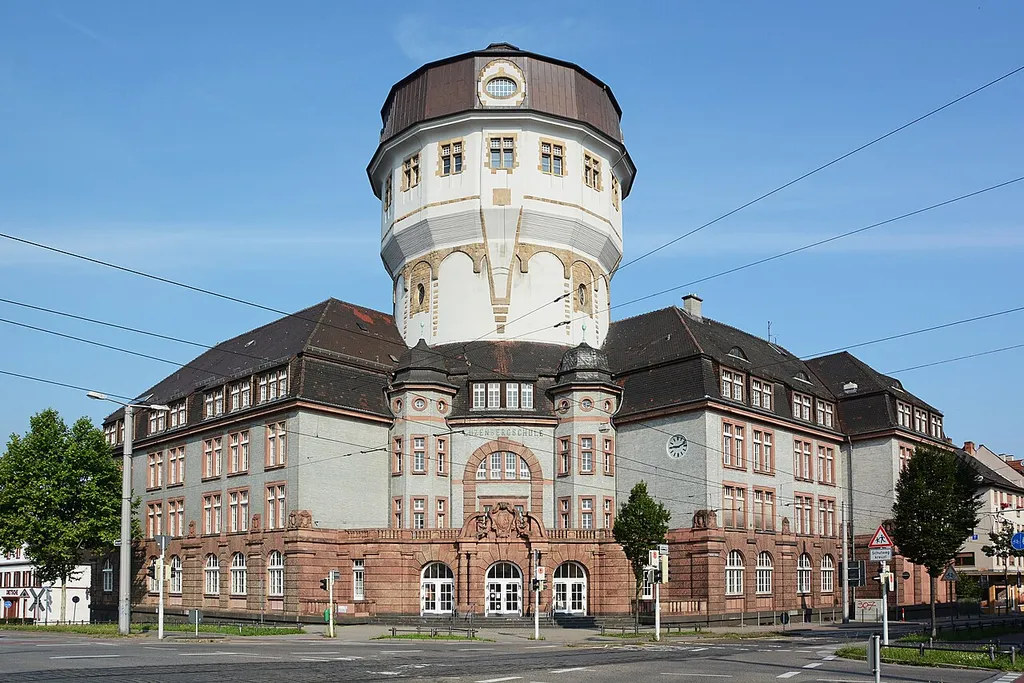Luzenberg school Mannheim with watertower