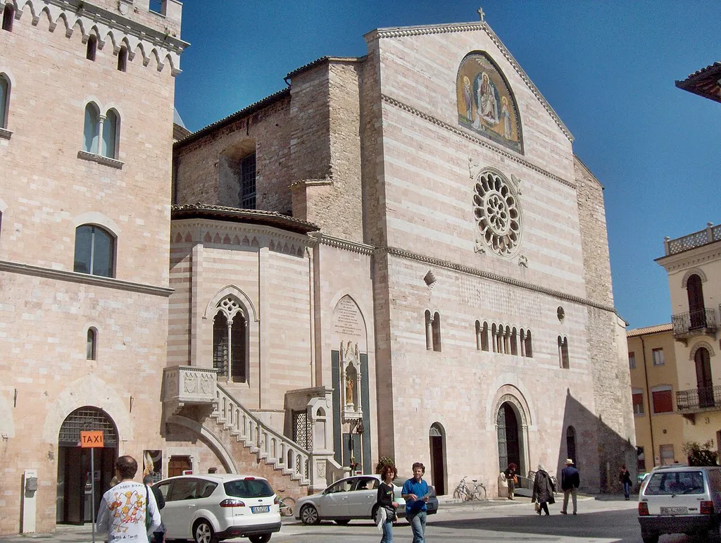 Main façade of the Cathedral of San Feliciano, Foligno, Italy