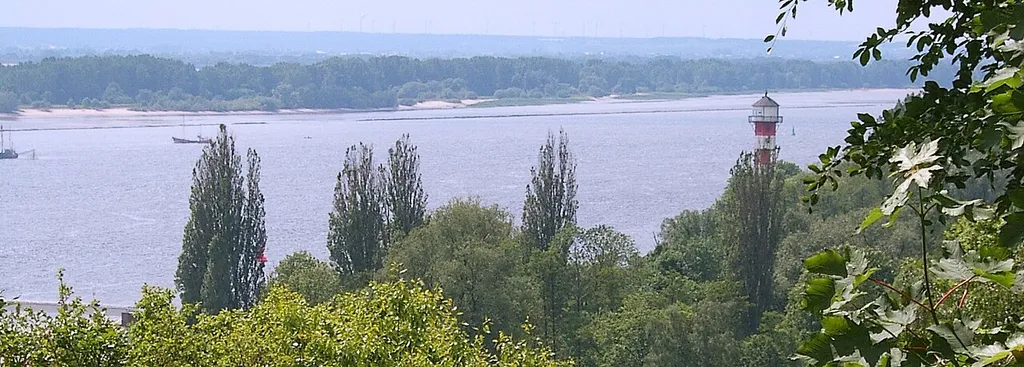 Hamburg, Rissen, Falkensteiner Ufer, Leuchtturm, Blick auf den Neßsand.