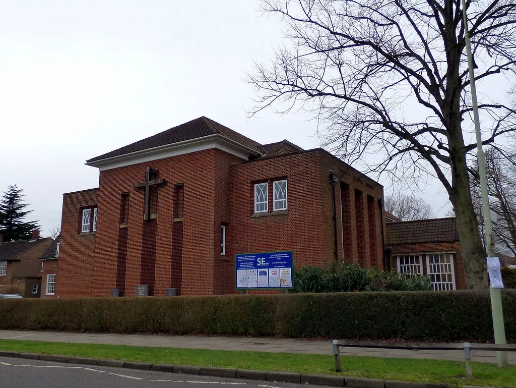 St Francis of Assisi Church of England Church, Parkway, Welwyn Garden City, Hertfordshire. GOC Hertfordshire's walk on 10 February 2018. This was a 7.2-mile circular walk in and around Welwyn Garden City in Hertfordshire, including Stanborough Lakes and Mill Green (Hatfield). I led the walk, which was attended by 8 people. You can view my <a href="https://www.flickr.com/photos/anemoneprojectors/albums/72157712847721128">other photos of this event</a>, read the <a href="https://www.goc.org.uk/reports/10-february-2018-welwyn-garden-city-to-stanborough/" rel="noreferrer nofollow">original event report</a>, find out more about the <a href="www.goc.org.uk" rel="noreferrer nofollow">Gay Outdoor Club</a> or see <a href="https://www.flickr.com/photos/anemoneprojectors/collections/">my collections</a>.