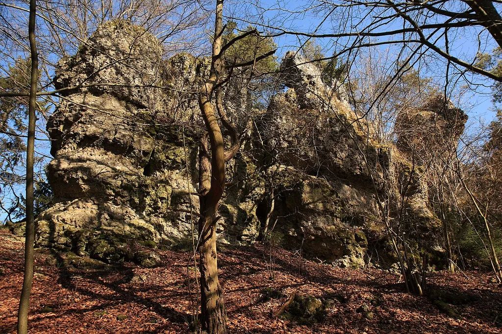 Burgstall Alte Bürg - Das Felsriff, um dass die Burganlage errichtet wurde