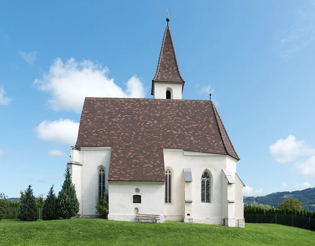 Southern view at the subsidiary church Saint Thomas in Sankt Thomas, municipality Wolfsberg, district Wolfsberg, Carinthia, Austria, EU