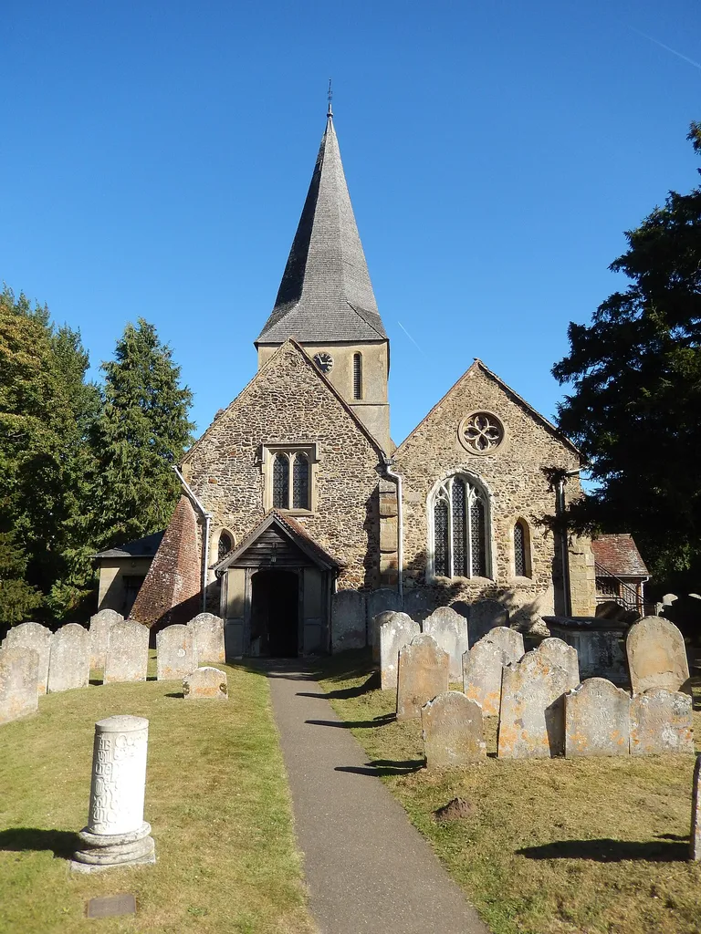 St James' Church, Shere, Surrey. View from the west.