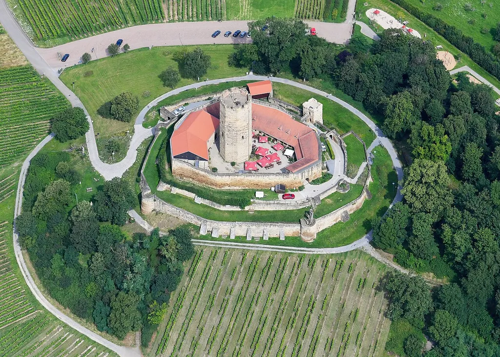 Aerial image of Steinsberg Castle (view from the southeast)