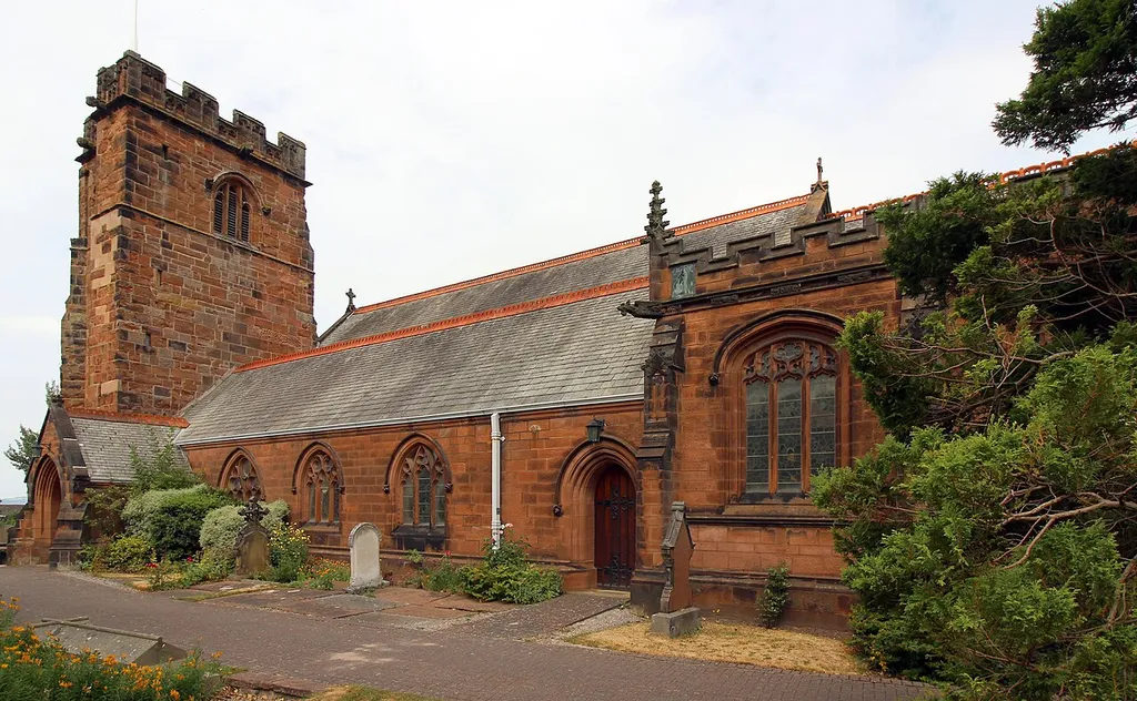 View of the south side of the church towards the tower.