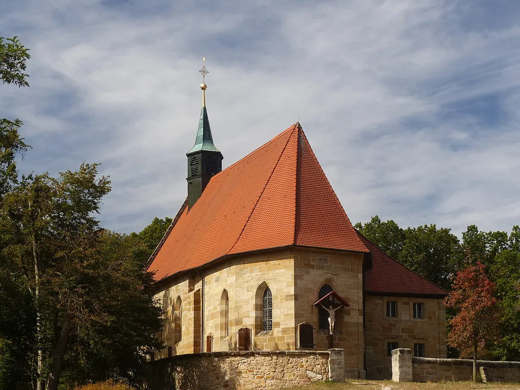 The chapel of the solitude Kreuzberg, a district of the municipality of Hallerndorf.