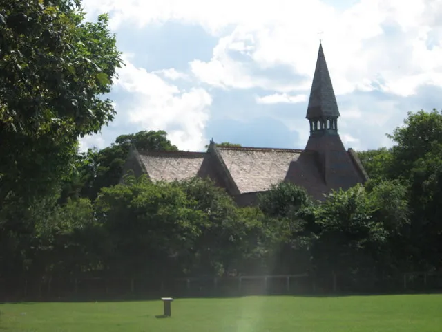 St John the Baptist Church, Swalecliffe As seen from the green alongside Swalecliffe Court Drive.
