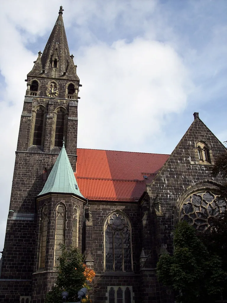 Lüdenscheid, Christuskirche, Ansicht mit Turm von der Knapper Str.